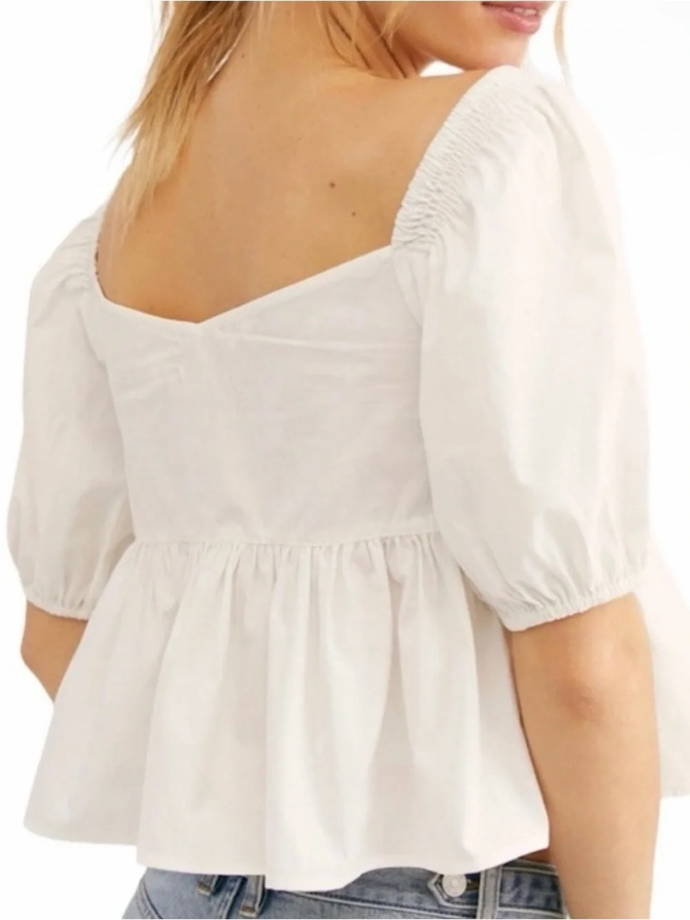 Free People White Off-Shoulder Peplum Top - Classic Feminine Style